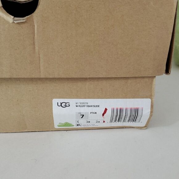 UGG Fluff Yeah Slide Parakeet Green Wool Slingback Slipper Sandal Women's Size 7 - Picture 13 of 13